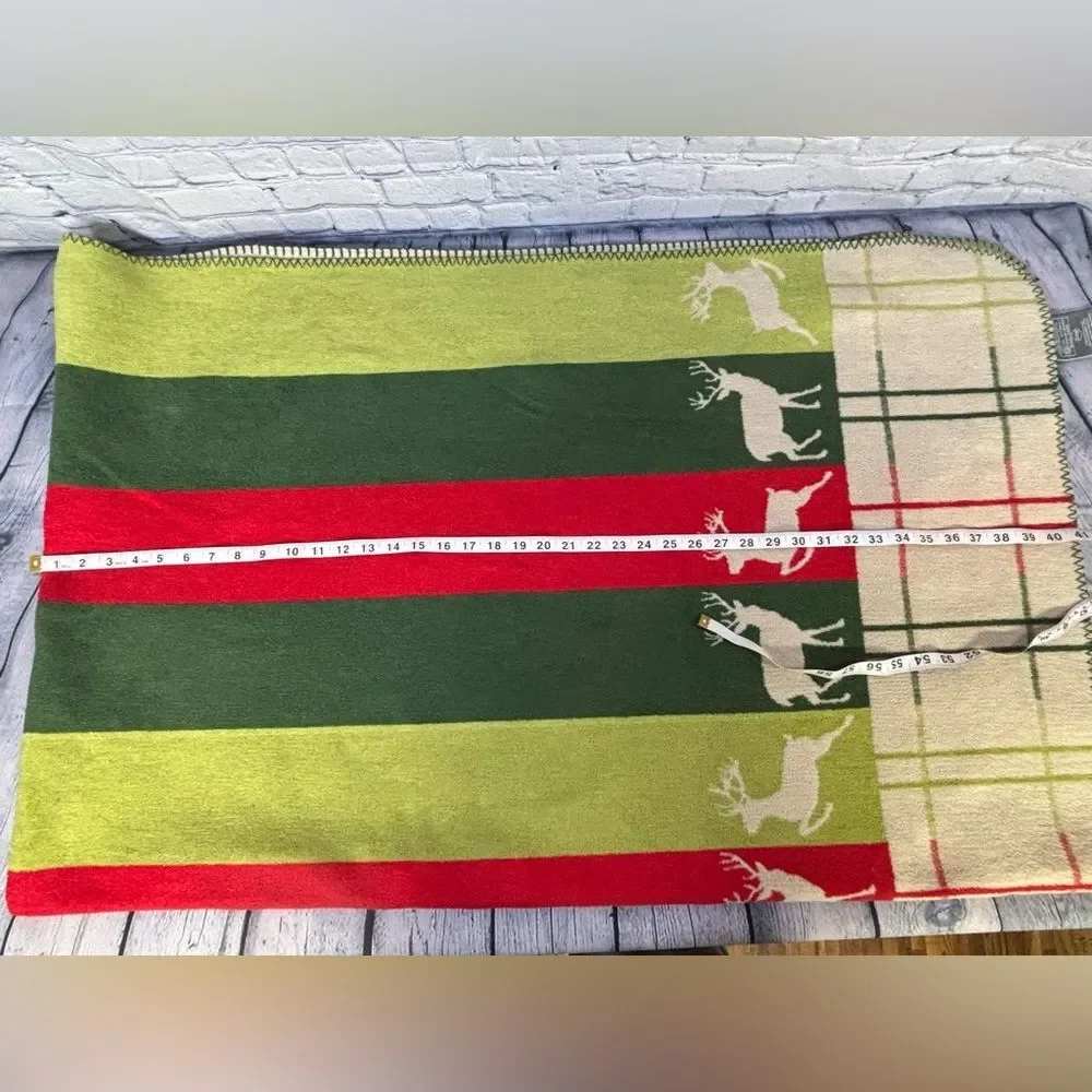 Pad Concepts Red Green Reindeer Holiday Comfy Cozy Alpine Chalet Throw Blanket